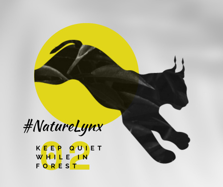Fauna Protection with Black Lynx Silhouette Facebook Design Template