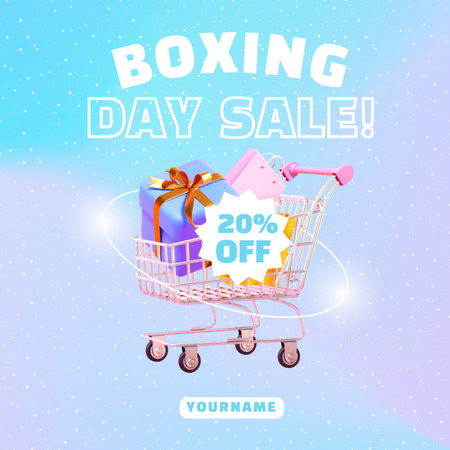 Shopping Cart with Gifts on Boxing Day Instagram Design Template