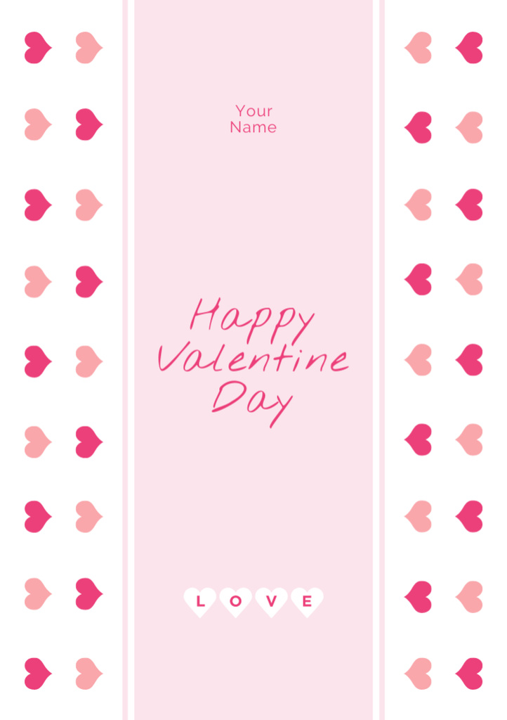 Valentine's Day Greeting with Cute Hearts Pattern Postcard A5 Verticalデザインテンプレート