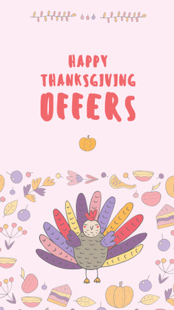 Thanksgiving Offers Ad with Funny Turkey Instagram Story Design Template