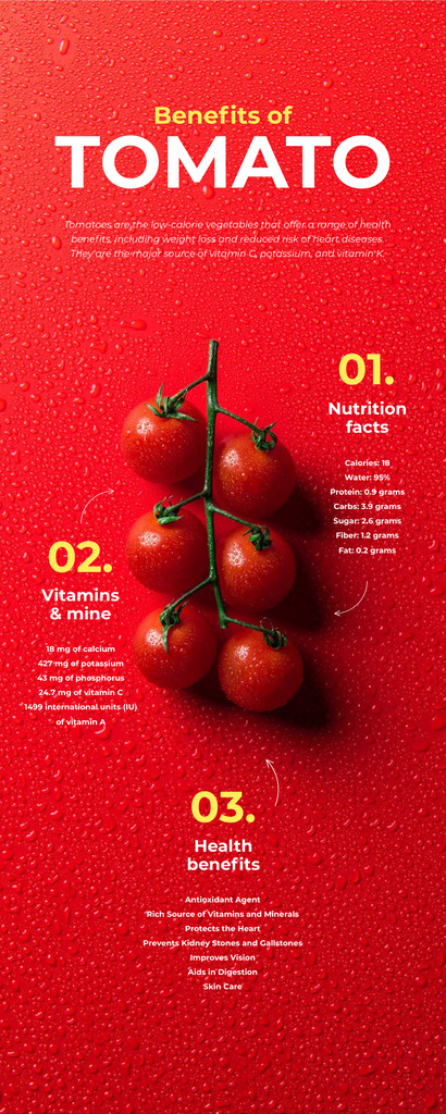 Plantilla de diseño de Food infographics about Benefits of Tomato Infographic 