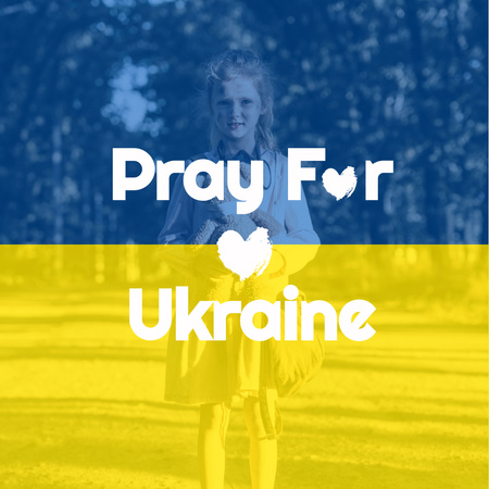 Imádkozz Ukrajna kifejezést a háttérben a nemzeti zászló Instagram tervezősablon