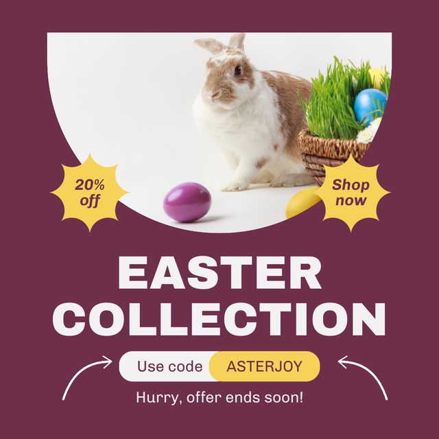 Modèle de visuel Easter Collection Discount Promo with Cute Bunny - Animated Post