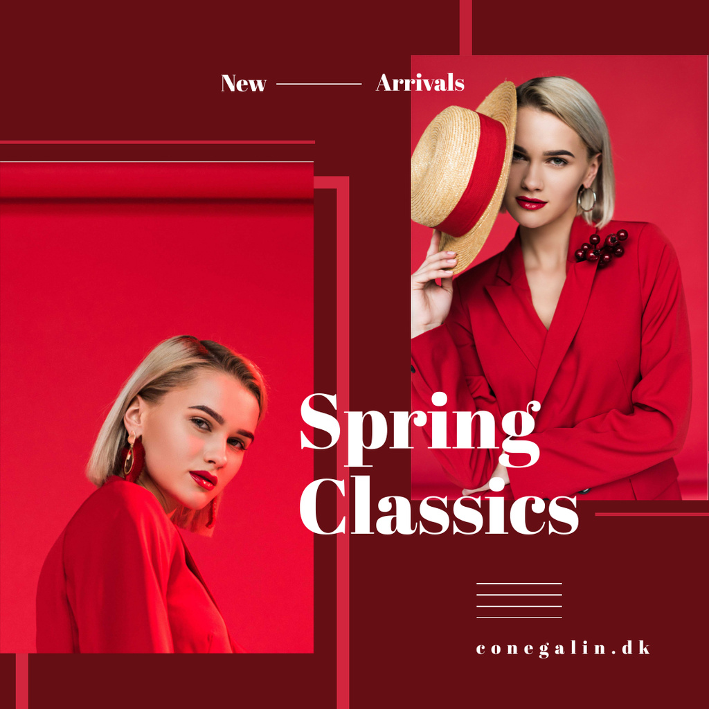 Plantilla de diseño de Stylish Women in Red Outfit Instagram 