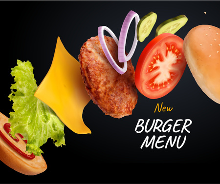 Designvorlage Delicious Burger new menu für Facebook