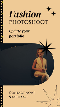 Fashion Photoshoot For Portfolio And Model Posing Instagram Video Story Design Template