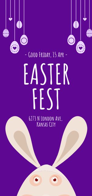 Easter Fest Announcement with Cute Bunny Ears Flyer DIN Large Design Template