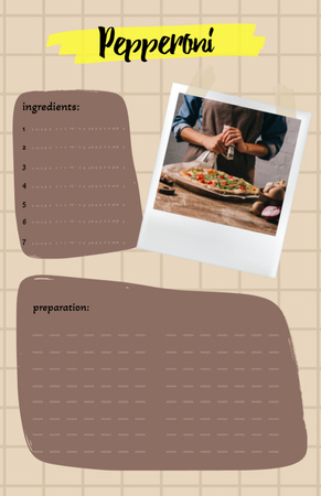 Szablon projektu Delicious Pepperoni Pizza on Plate Recipe Card