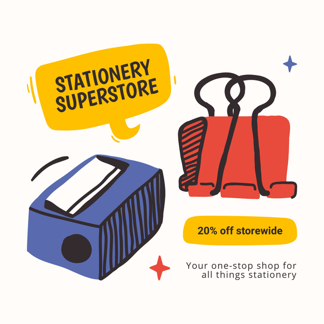 Storewide Discount On Stationery Items Instagram AD – шаблон для дизайну