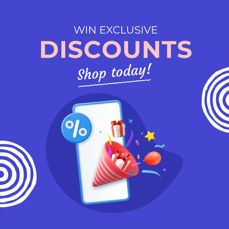 Exclusive Discount As Present Offer For Shopping Animated Post Design Template