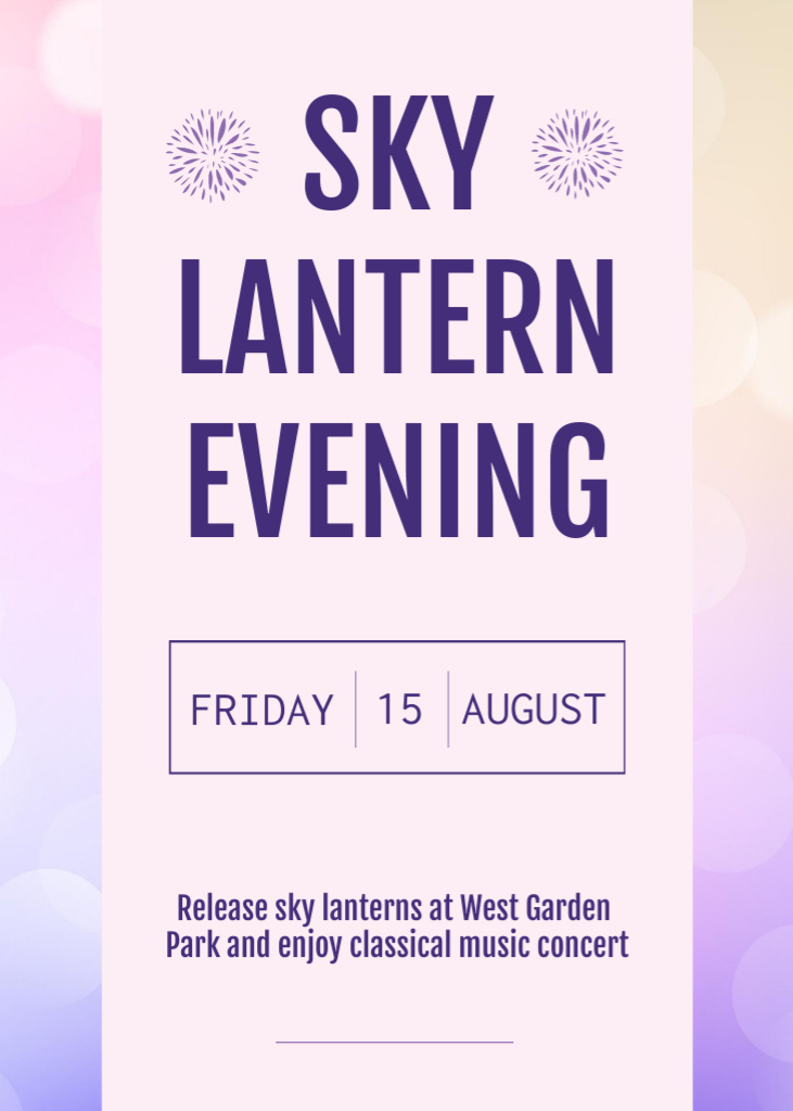 Ontwerpsjabloon van Flayer van Sky Lantern Evening Announcement on Gradient