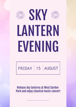 Sky lantern evening announcement on bokeh Flayer Design Template