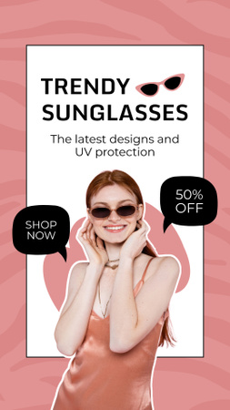 Modèle de visuel Lunettes de soleil élégantes avec protection UV à prix réduit - Instagram Story