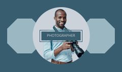 Photographer Services Offer with Smiling Man holding Camera