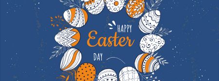 Colored Easter eggs wreath Facebook Video cover Design Template