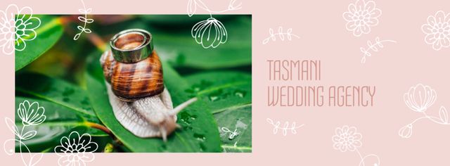 Ontwerpsjabloon van Facebook cover van Wedding Agency Services offer with Rings on Snail
