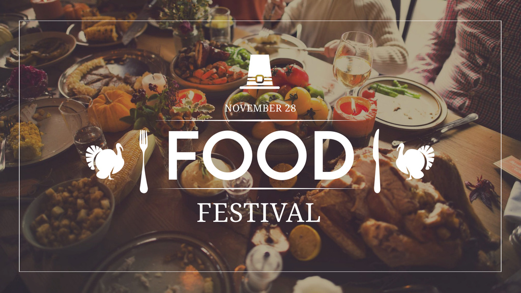 Modèle de visuel Thanksgiving Food Festival Announcement - FB event cover