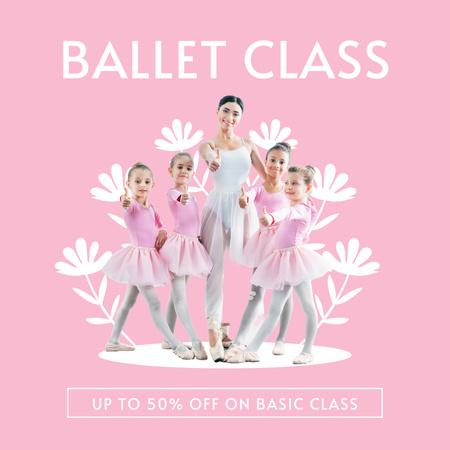 Plantilla de diseño de Anuncio rosa de clases de ballet para niños Instagram 