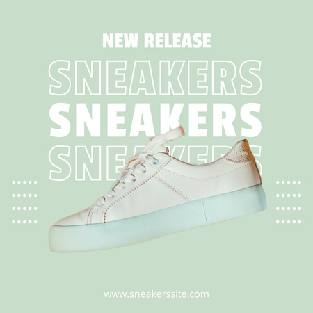 Ontwerpsjabloon van Instagram van New Shoes Release Anouncement with Sneakers in Light Blue
