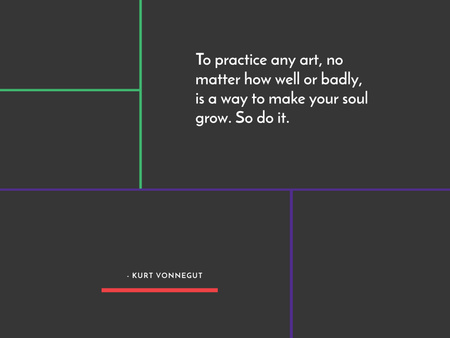 Citation about practice to any art Poster 18x24in Horizontal Design Template