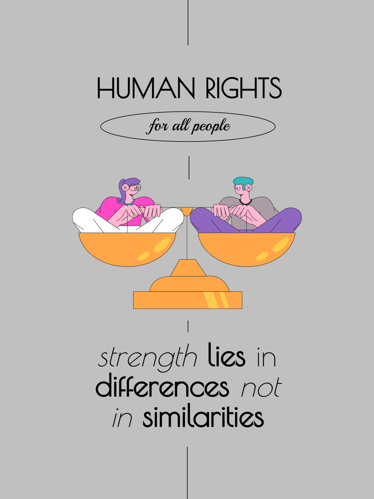 Awareness about Human Rights with Creative Illustration Poster 36x48inデザインテンプレート