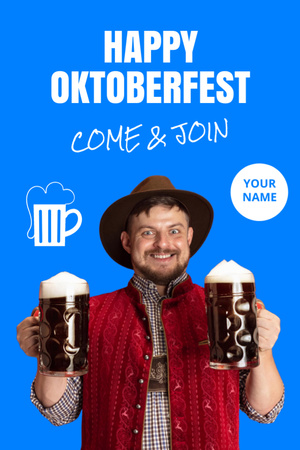 Come and Join Oktoberfest Celebration Postcard 4x6in Vertical Design Template