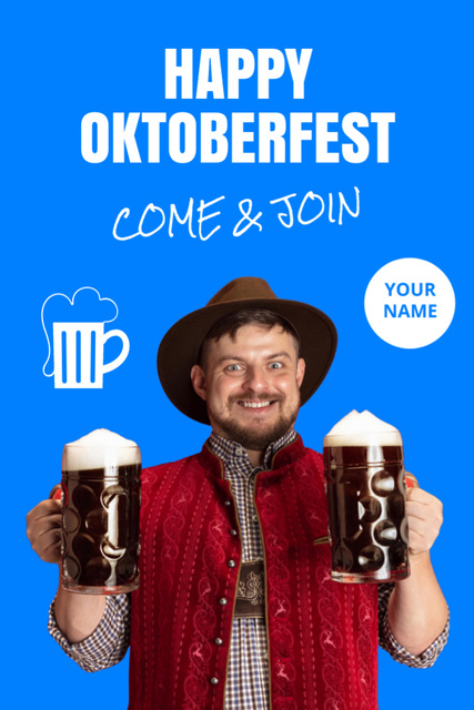 Come and Join Oktoberfest Celebration Postcard 4x6in Vertical Tasarım Şablonu