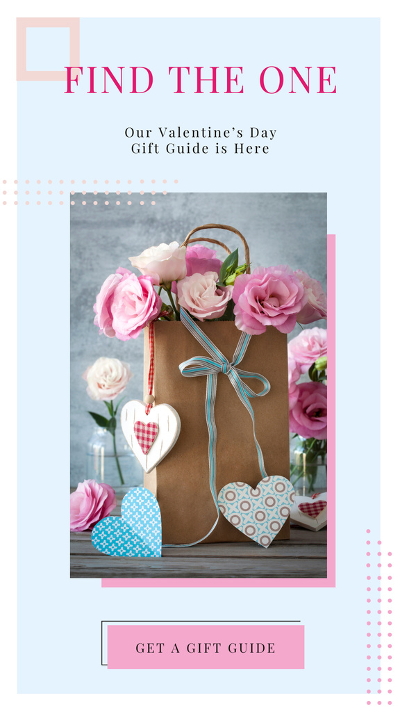 Paper Gift bag with Roses and Colorful Hearts Instagram Story – шаблон для дизайну