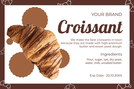 Template di design White and Brown Tag for Croissants Retail Label