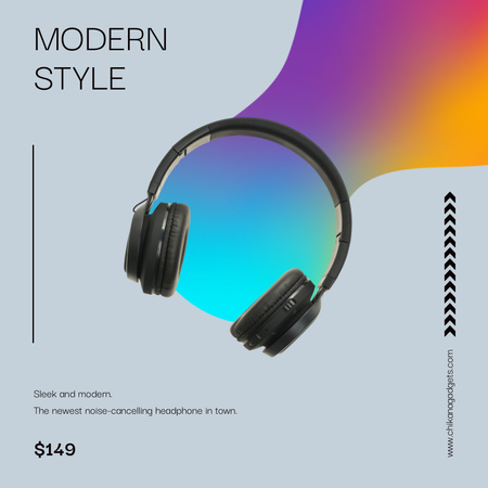 Пропонуємо ціни на сучасні стильні навушники Instagram AD – шаблон для дизайну