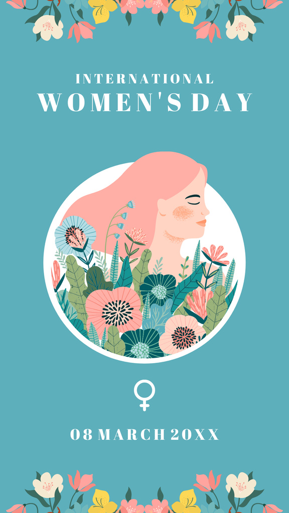 Tender Woman in Flowers on Women's Day Instagram Story Design Template