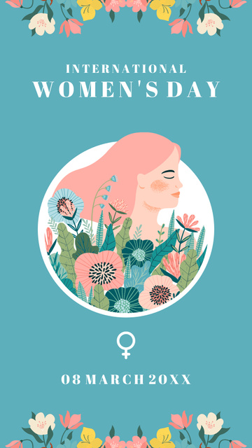 Tender Woman in Flowers on Women's Day Instagram Story Design Template