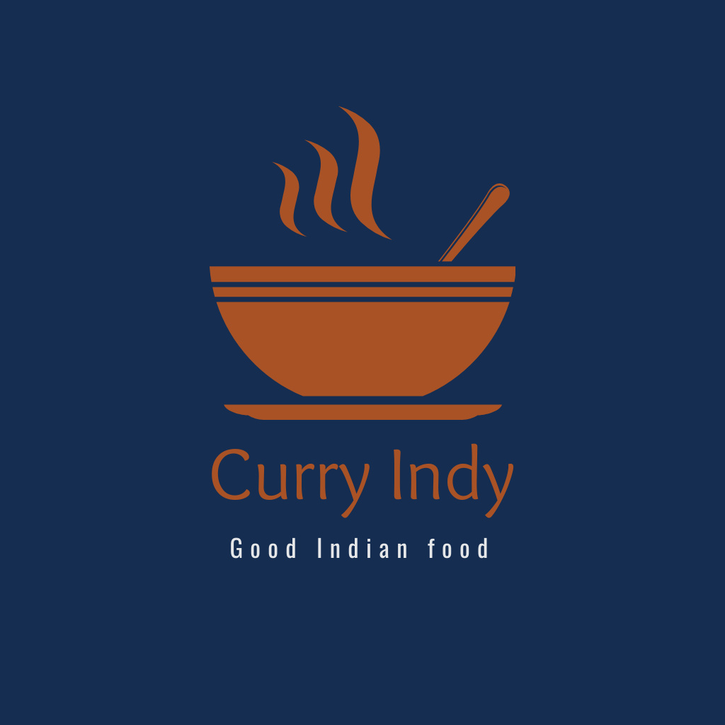 Yummy Indian Food with Curry Logoデザインテンプレート