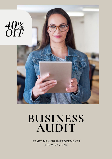 Business Audit Services Ad on Grey Flyer A5 Design Template
