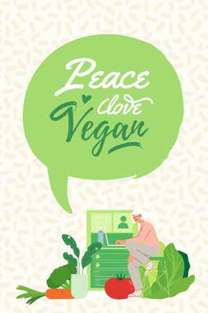 Vegan Lifestyle Concept with Green Plant Tumblr Design Template
