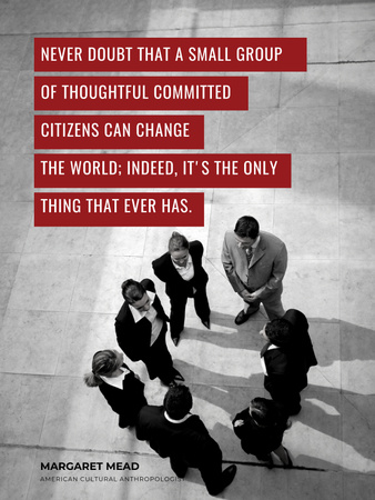 Citation about committed Citizens who can change World Poster US Design Template