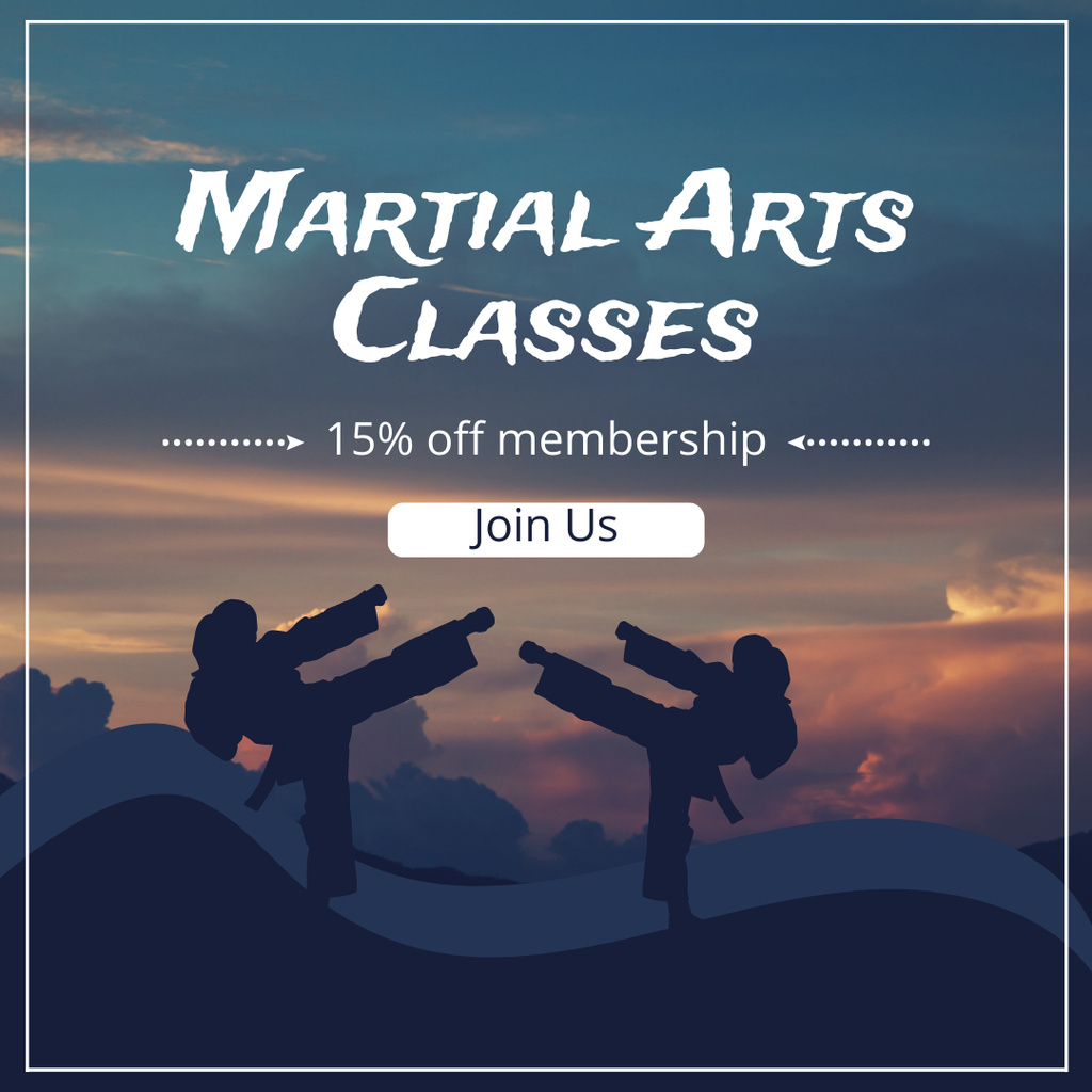 Platilla de diseño Martial Arts Classes Discount On Membership Instagram AD