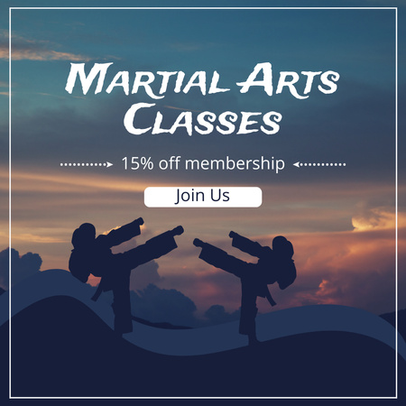 Plantilla de diseño de Descuento en clases de artes marciales en la membresía Instagram AD 