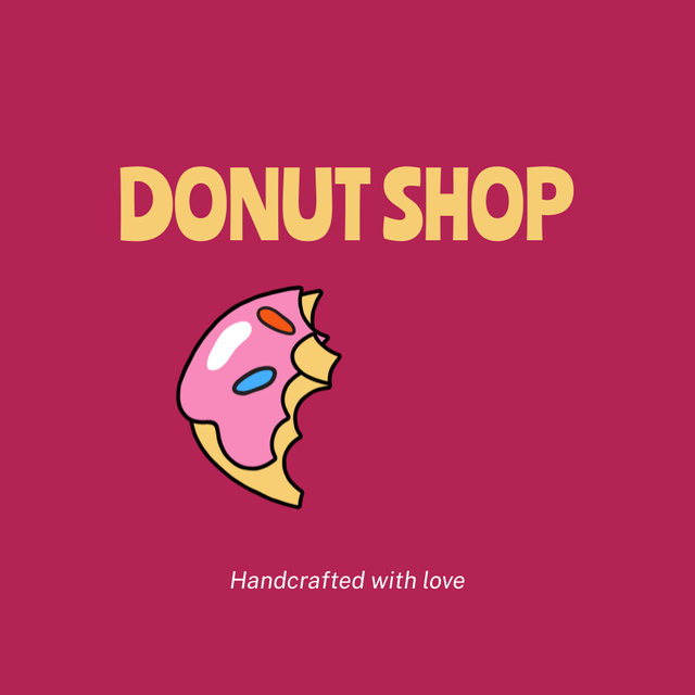 Doughnut Shop Promo with Cute Illustration of Treat Animated Logo Tasarım Şablonu