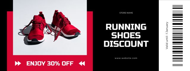 Ontwerpsjabloon van Coupon van Sport Store Discount on Red Running Shoes