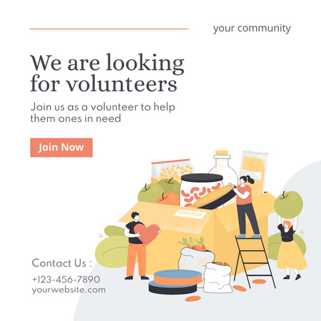 Volunteer Vacancy Announcement Instagram Design Template