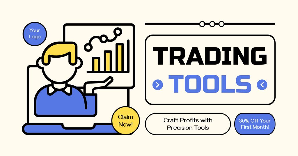 Trading Tools with First Month Discount Facebook AD tervezősablon