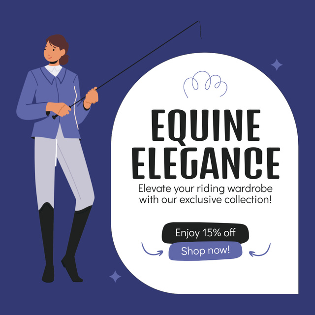 Designvorlage Discounts On Elegant Equestrian Apparel Offer für Instagram AD