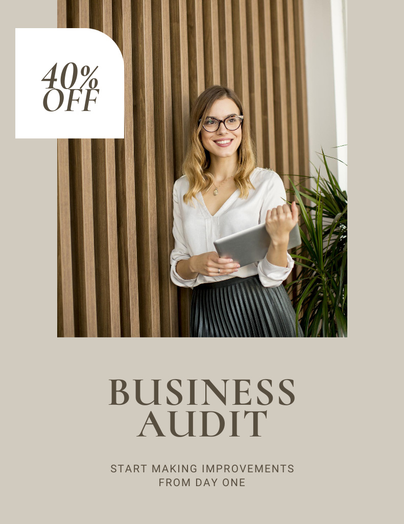 Template di design Business Audit Services Discount Flyer 8.5x11in