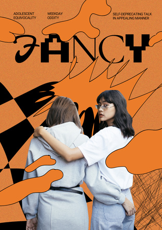 Ontwerpsjabloon van Poster van Movie Announcement with Two Hugging Girls