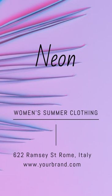Ontwerpsjabloon van Business Card US Vertical van Advertisement for Women's Summer Clothing Store