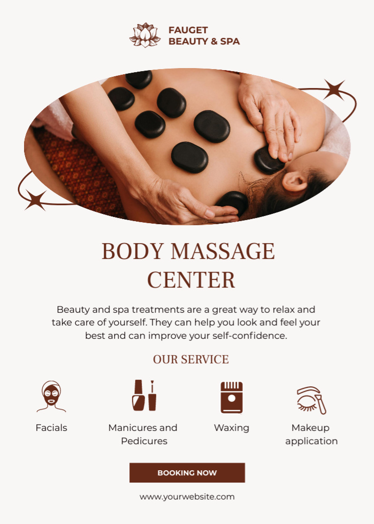 Hot Stone Massage Treatment Flayerデザインテンプレート