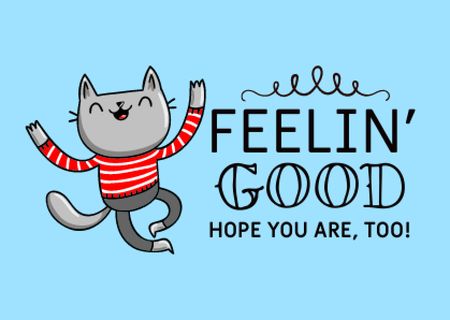 Template di design Funny Cat in Striped Red Sweater Card