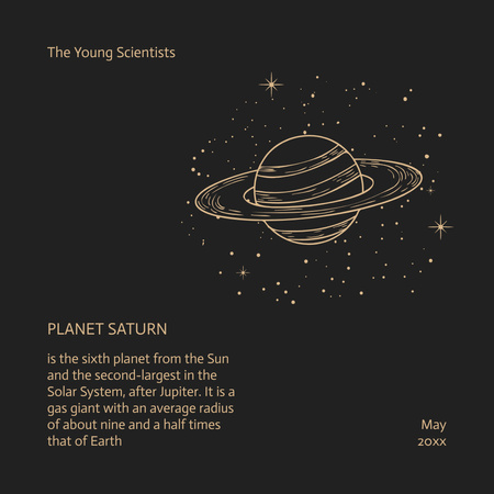 Szaturnusz bolygó csillagokkal a világűrben Instagram tervezősablon