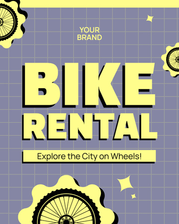Şehri Kiralık Bisikletlerle Keşfedin Instagram Post Vertical Tasarım Şablonu